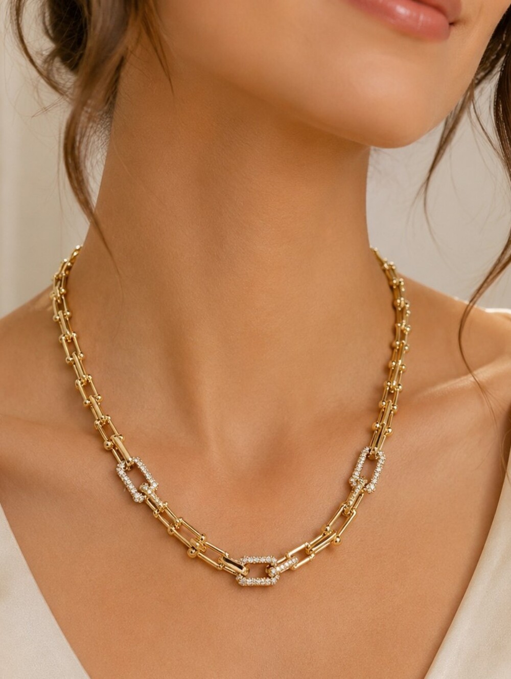 925 Pure Silver Horseshoe Elegant Gold Plated Necklace